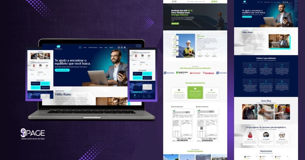 Exemplos de sites modernos criados com WordPress.